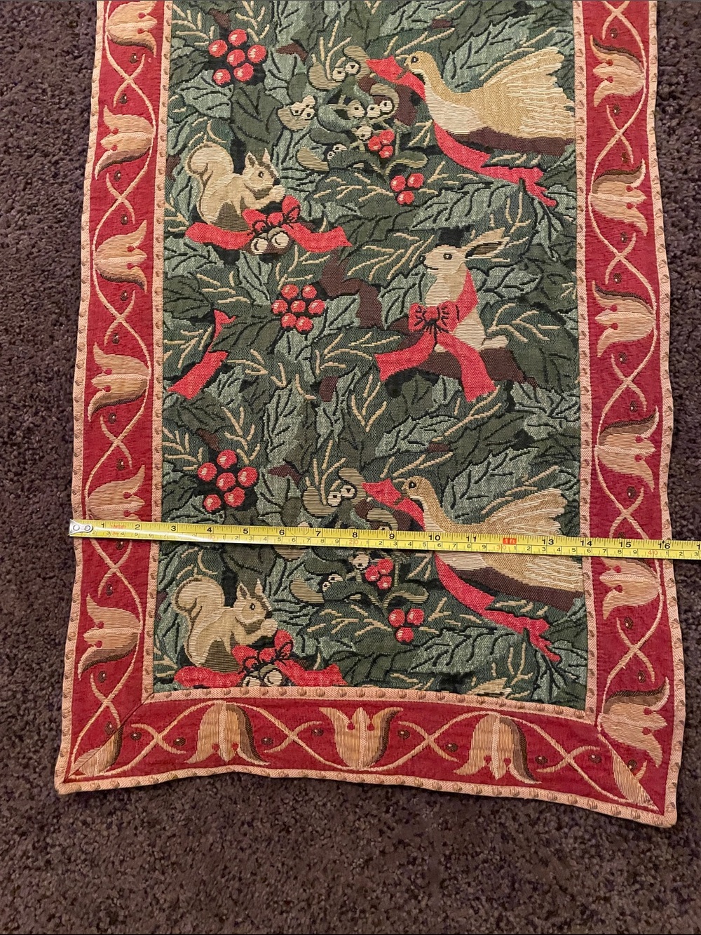 Tapestry Table Runner Renaissance Woven Art Wild Life Animals Holiday Theme - Picture 7 of 10